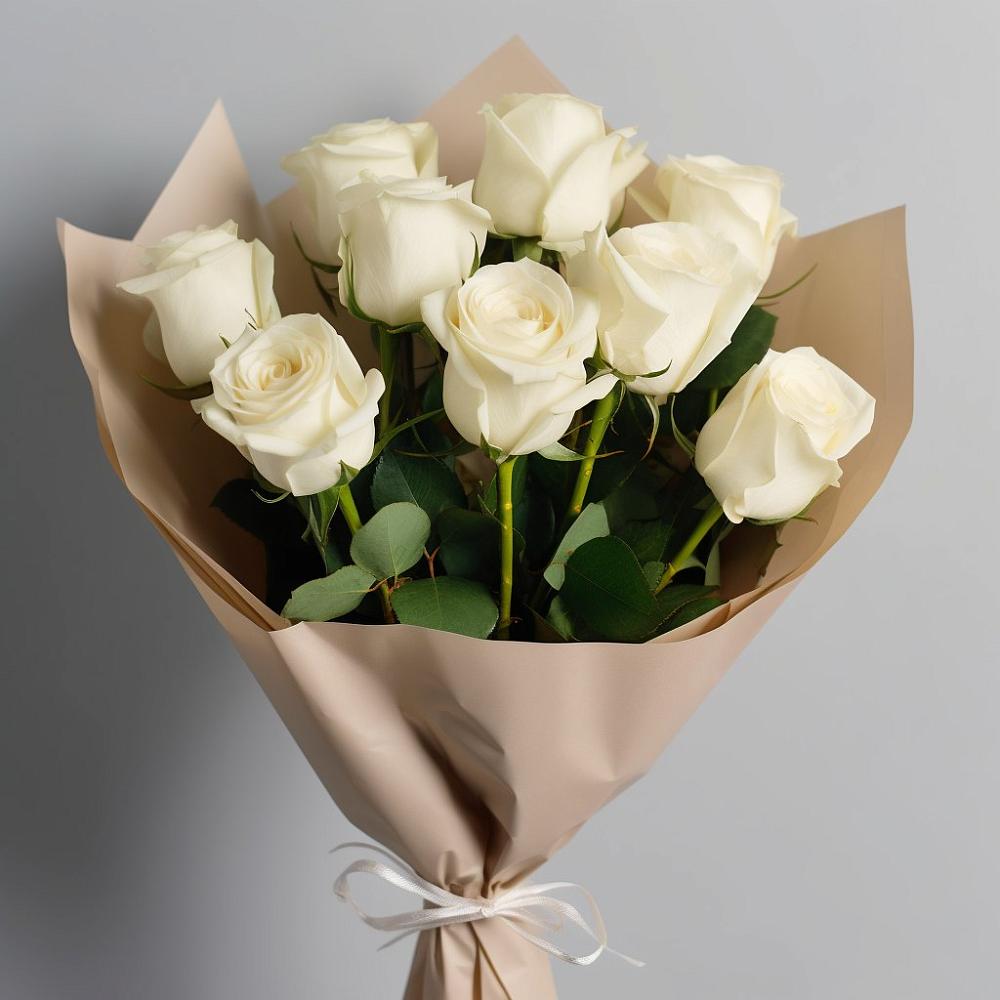 Букет 9 Белых роз Эдлесс Лав в Задонске