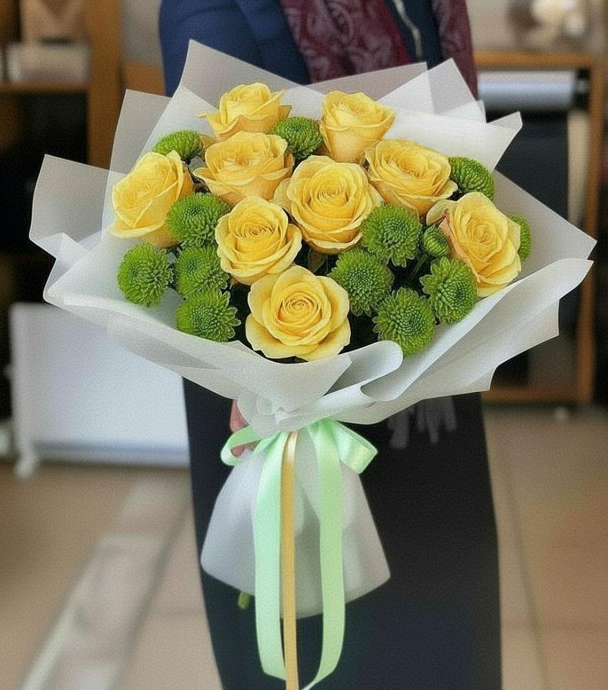 Букет цветов из: Хризантемы и Розы в Задонске