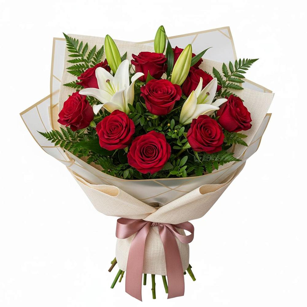 Букет цветов из: Лилии и Розы в Задонске