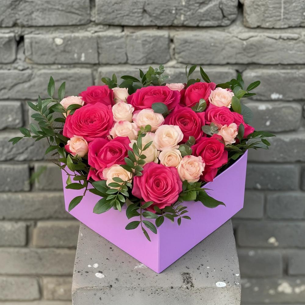 Цветочная композиция из Розы в коробке в Задонске
