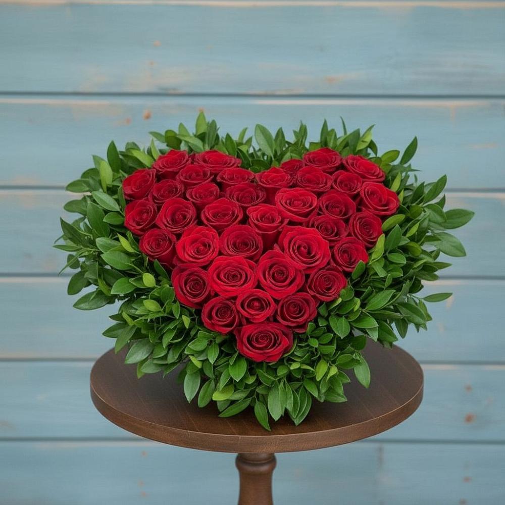 Цветочная композиция из Розы в виде сердца в Задонске