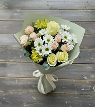Букет цветов из:  Альстромерии, Розы и Хризантемы в Задонске